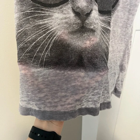 Gray and Black Cat Face Tank Top with Sunglasses - Picture 2 of 4